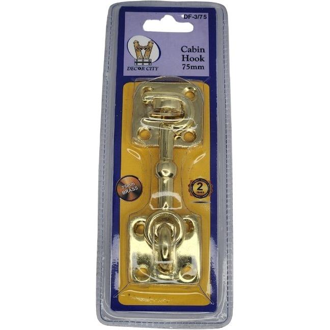 Cabin Hook - 75mm - Brass Plated cabin hook