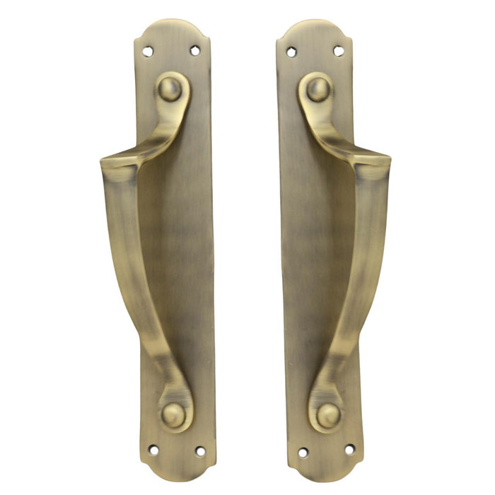 Classic Door Handle on Plate - Antique Brass