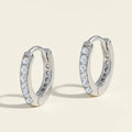 Clear CZ stone huggie hoop earrings, silver-tone pair