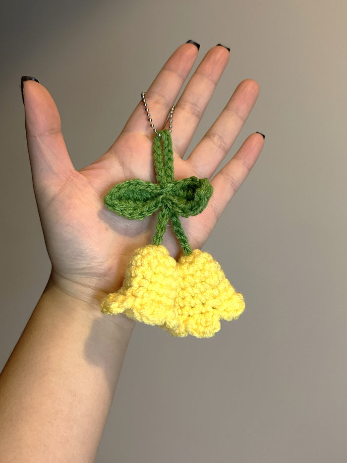 Crochet Lily of the Valley Keychain - Handmade Flower Charm