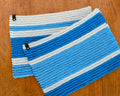 Crochet Striped Placemats - Handmade Cotton Cord Table Mats (15"x11")