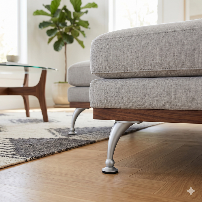 Designer Curved Furniture Leg in Satin Chrome
