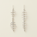 DNA-inspired dangling earrings with stacked bar charms, silver-tone metal, hook drop