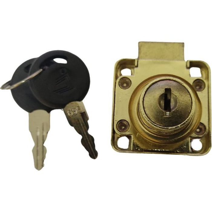 Drawer Lock and Keys - Brass Plated cupboard lock