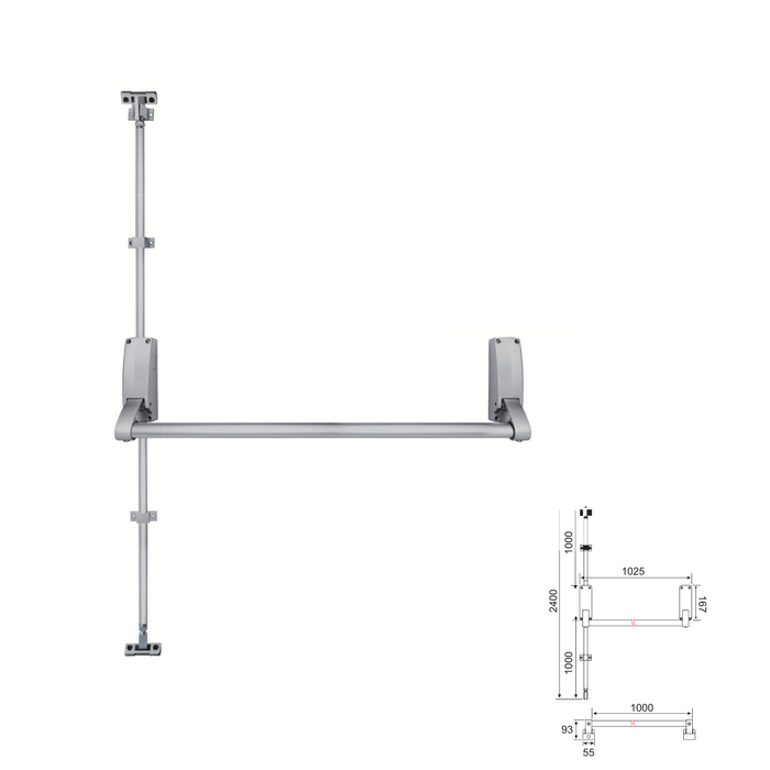 Emergency exit push bar with vertical bolts - single door Misc