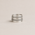 Silver-tone rope band stack ring with five twisted bands