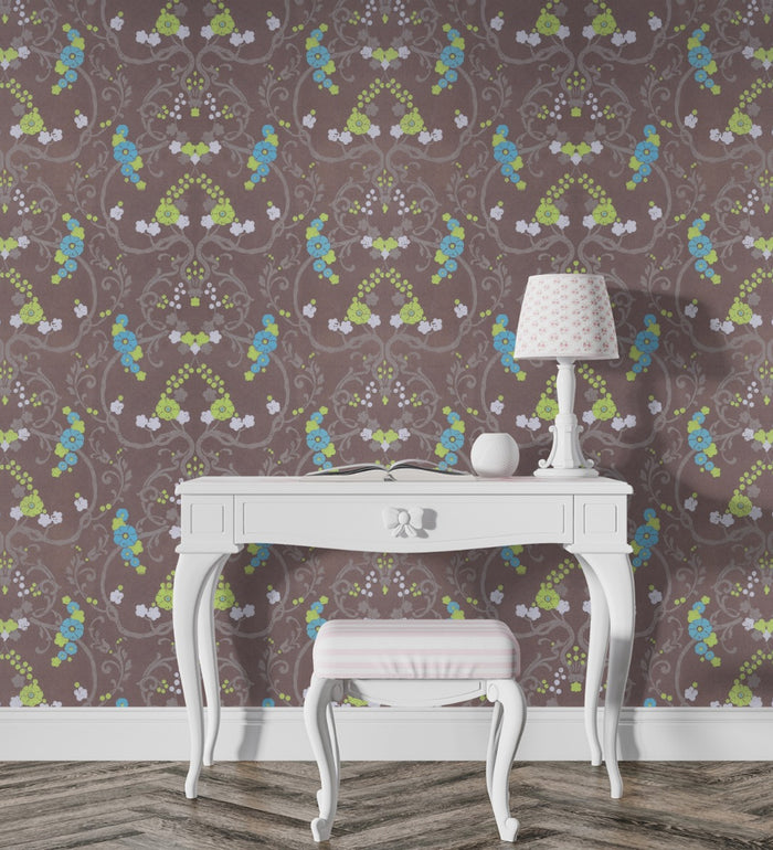 Flamenco Brown Floral Design Wallpaper 320728