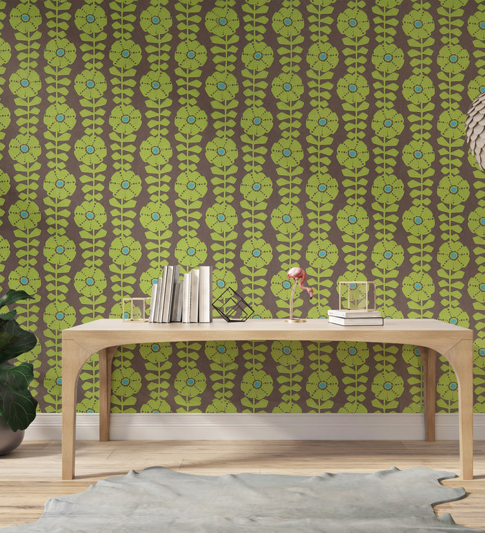 Flamenco Green Floral Design Wallpaper 320713