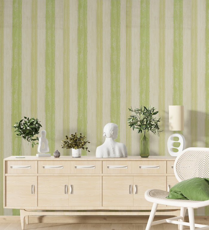 Flamenco Leafy Green Striped Design Wallpaper 320753