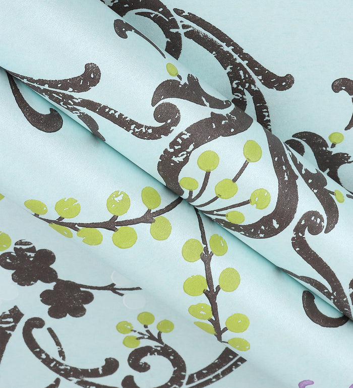 Flamenco Sky Blue Floral Design Wallpaper 320721