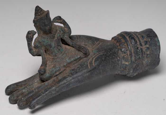 Freestanding Antique Khmer Style Bronze Angkor Wat Hand & Brahma - 15cm/6"