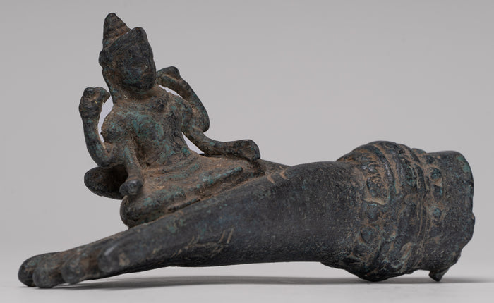 Freestanding Antique Khmer Style Bronze Angkor Wat Hand & Brahma - 15cm/6"