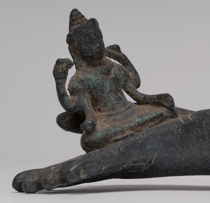 Freestanding Antique Khmer Style Bronze Angkor Wat Hand & Brahma - 15cm/6"