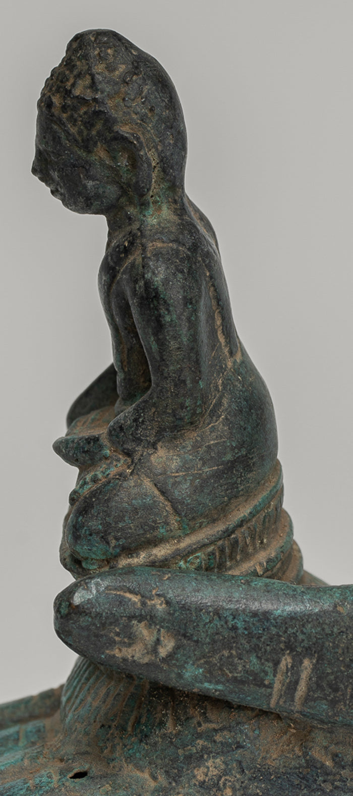 Freestanding Antique Khmer Style Bronze Hand & Buddha - 12cm/5"