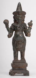 Ganesha Statue - Antique Thai Style Bronze Standing 4-Arm Ganesha Statue - 22.5cm/9"