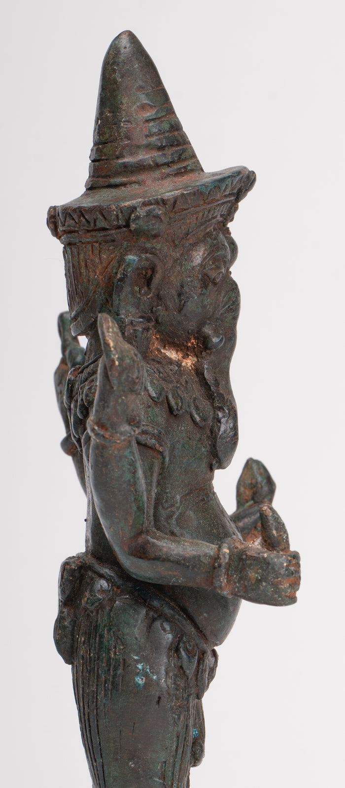 Ganesha Statue - Antique Thai Style Bronze Standing 4-Arm Ganesha Statue - 22.5cm/9"