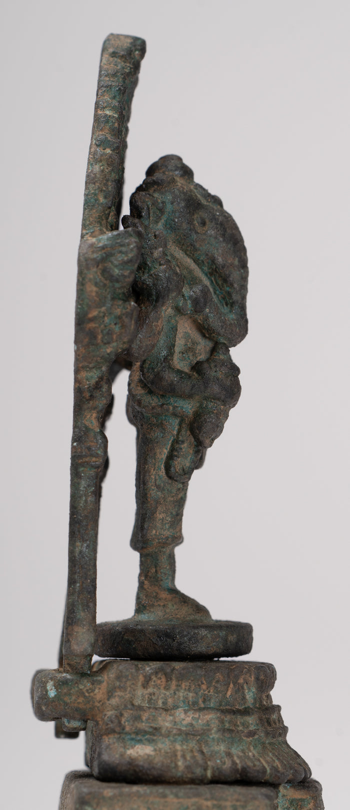 Ganesha Statue - Antique Thai Style Enthroned Bronze Standing Ganesha Statue - 11.5cm/5"