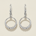 Silver Georgette earrings with round crystal hoops and lever-back hooks
