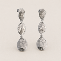 Triple drop post earrings with hammered silver-tone metal teardrops