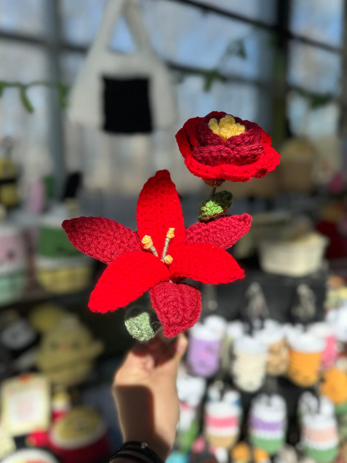 Handmade Crochet Lilies (Oriental Lily, Multi-coloured flowers)