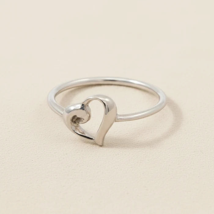 Silver-tone heart infinity ring with open loop band