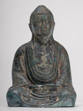 Japanese Buddha - Antique Japanese Style Bronze Seated Meditation Amitabha Buddha Statue - 18cm/7"