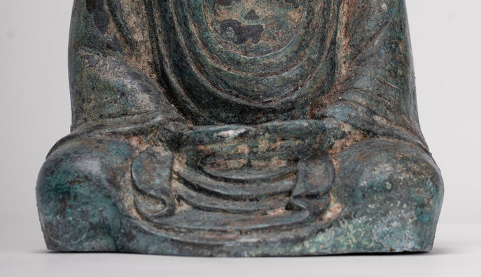 Japanese Buddha - Antique Japanese Style Bronze Seated Meditation Amitabha Buddha Statue - 18cm/7"