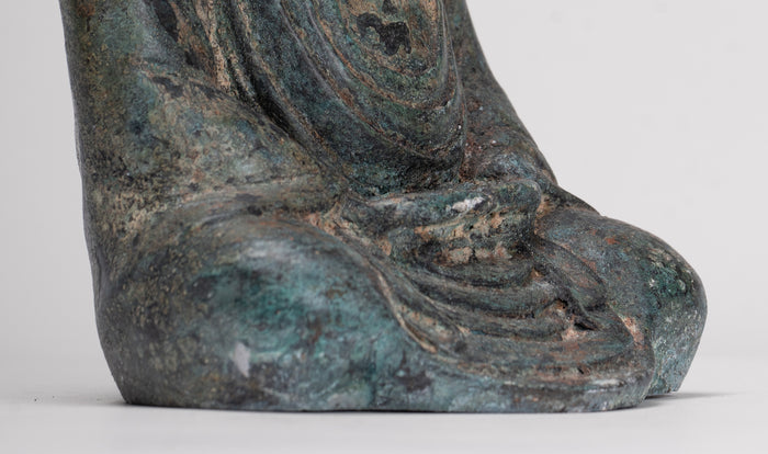 Japanese Buddha - Antique Japanese Style Bronze Seated Meditation Amitabha Buddha Statue - 18cm/7"