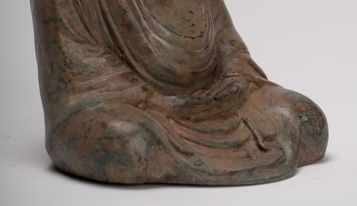 Japanese Buddha - Antique Japanese Style Bronze Seated Meditation Amitabha Buddha Statue - 18cm/7"