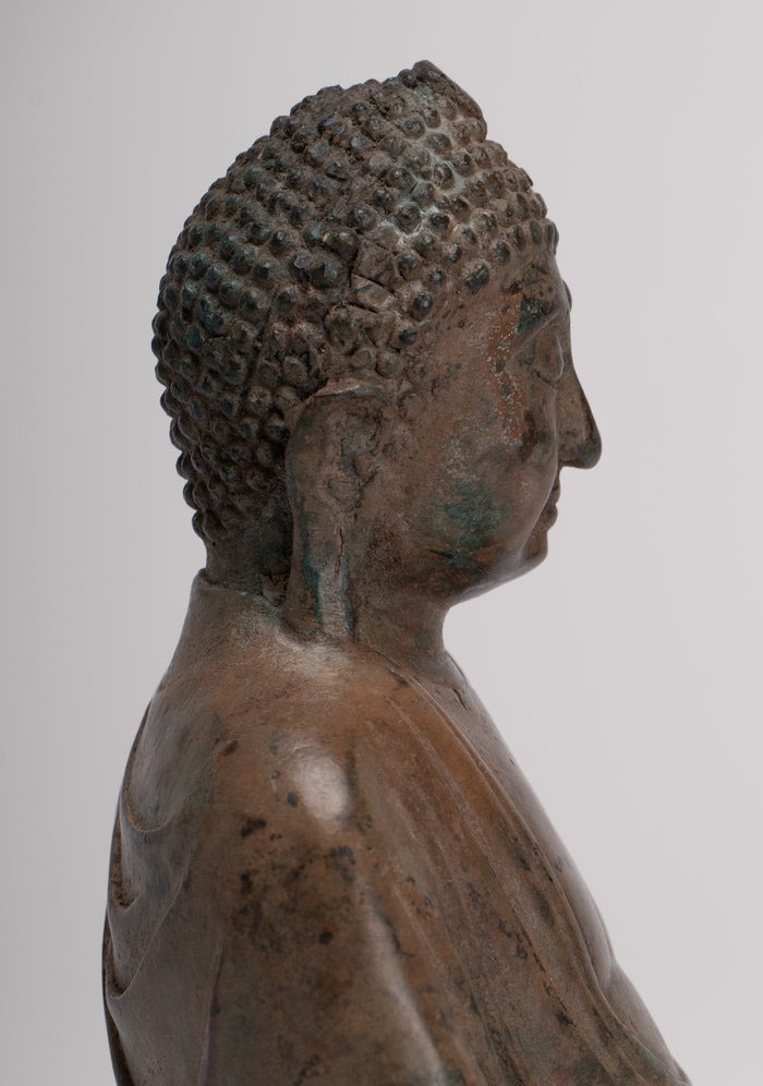 Japanese Buddha - Antique Japanese Style Bronze Seated Meditation Amitabha Buddha Statue - 18cm/7"