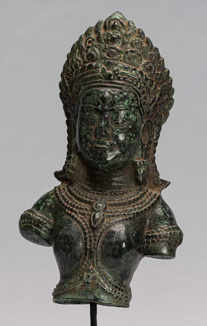 Lakshmi Statue - Antique Khmer Style Lakshmi / Devi Consort of Vishnu Torso - 27cm/11"