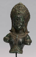 Lakshmi Statue - Antique Khmer Style Lakshmi / Devi Consort of Vishnu Torso - 27cm/11"