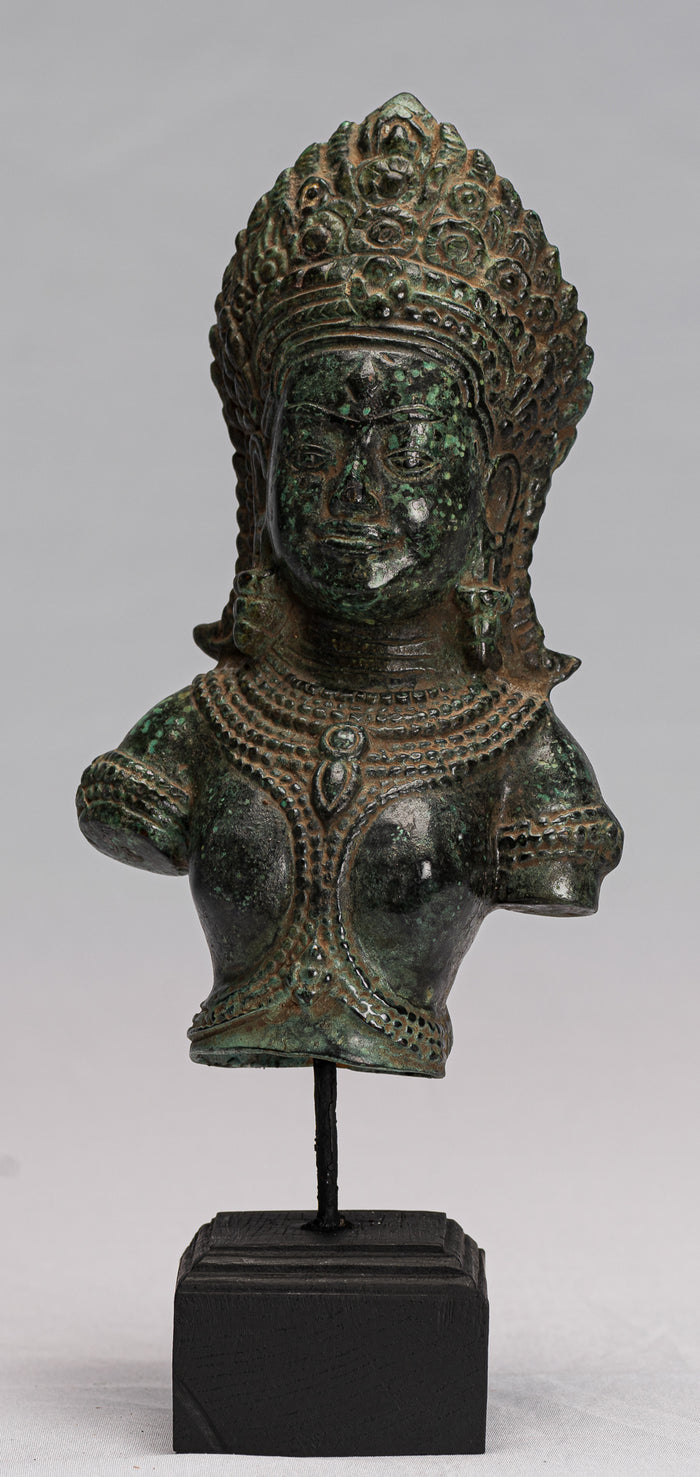 Lakshmi Statue - Antique Khmer Style Lakshmi / Devi Consort of Vishnu Torso - 27cm/11"