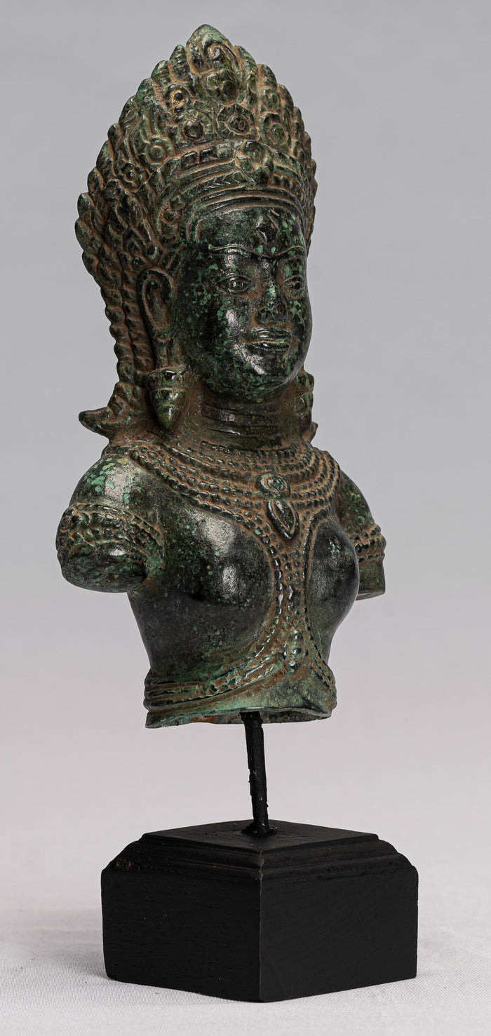 Lakshmi Statue - Antique Khmer Style Lakshmi / Devi Consort of Vishnu Torso - 27cm/11"
