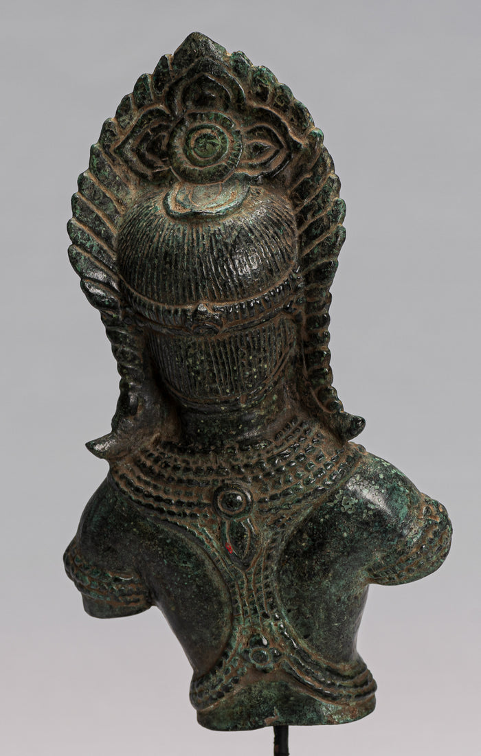 Lakshmi Statue - Antique Khmer Style Lakshmi / Devi Consort of Vishnu Torso - 27cm/11"