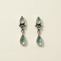 Pair of silver drop earrings with stacked blue-green teardrop stones