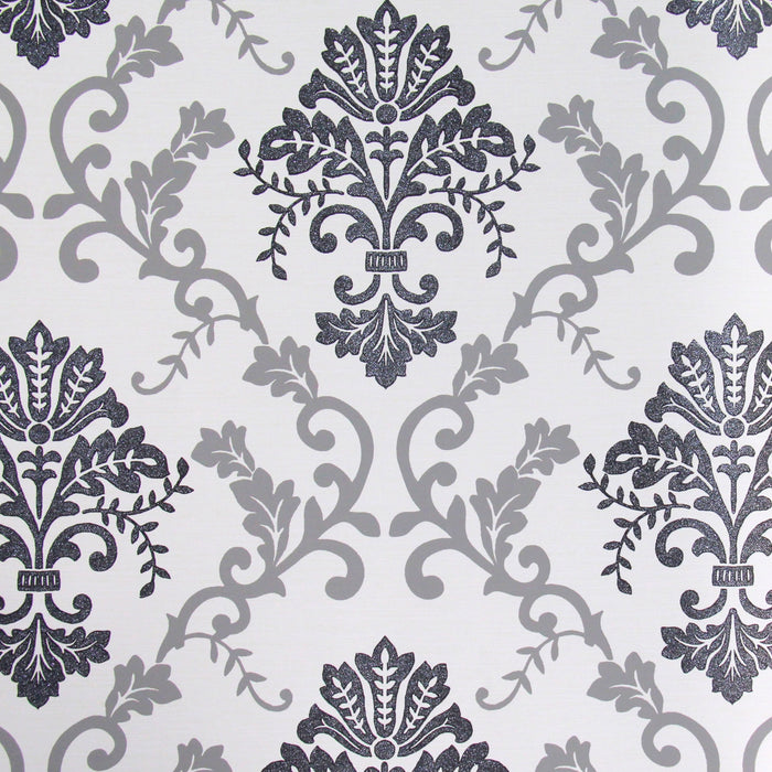 Lyndhurst Grey Baroque Motif Design Wallpaper 331948