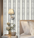 Lyndhurst Grey Striped Alternate Baroque Design Wallpaper 331965