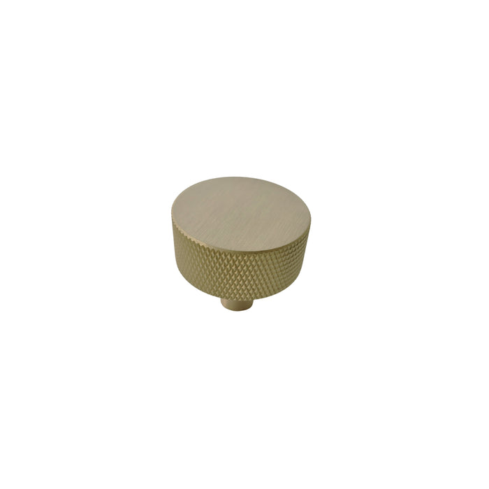 Modern Knurled cabinet knob in matt brass - 34mm