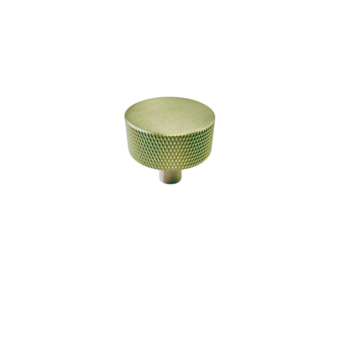 Modern Knurled cabinet knob in matt brass - 34mm
