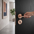 Modern Lever Door Handle on Round Rose - Rose Gold