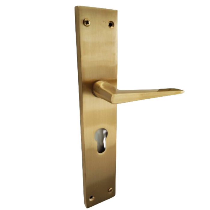Modern Matt Brass Lever Handle on long back plate