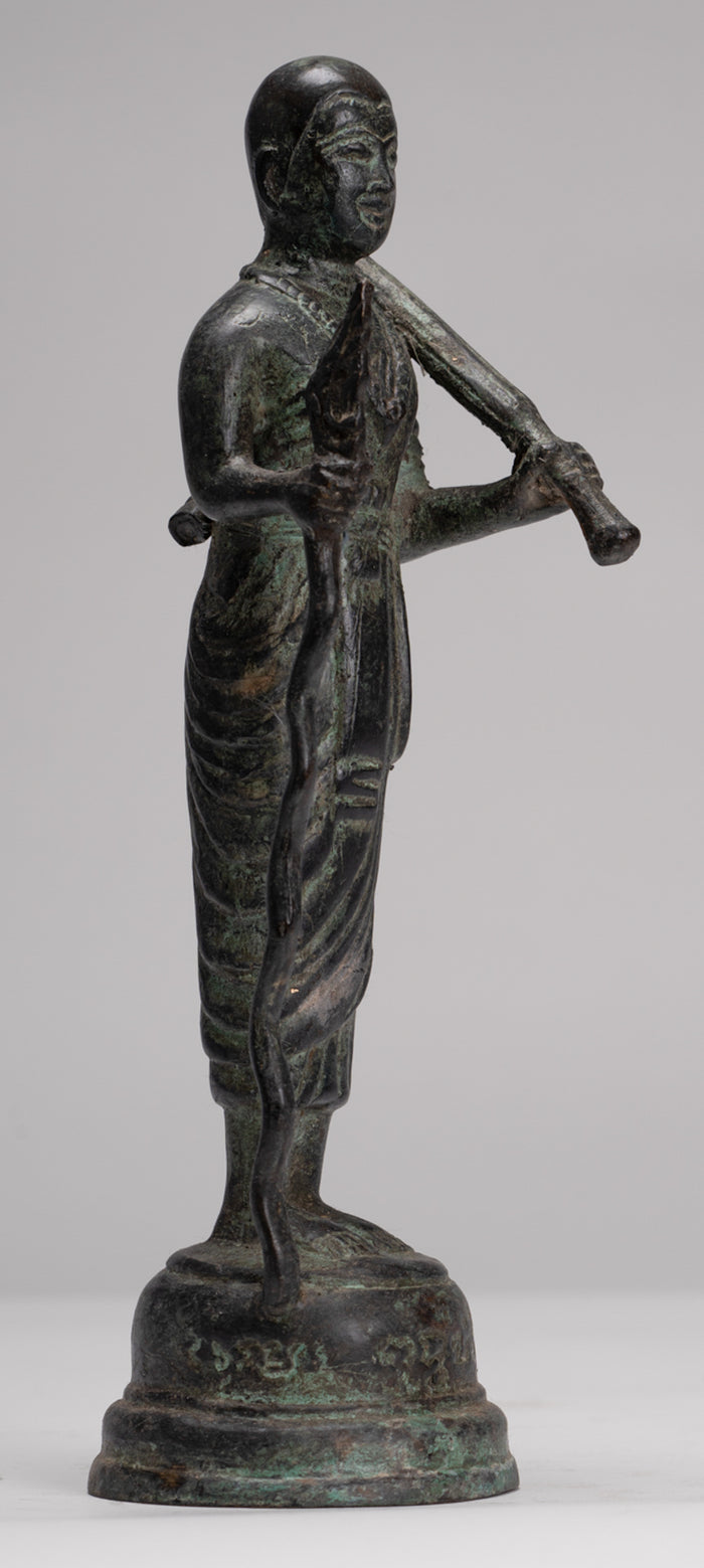 Monk - Antique Thai Style Bronze Dvaravati Devotee / Disciple of Buddha Statue - 26cm/10"