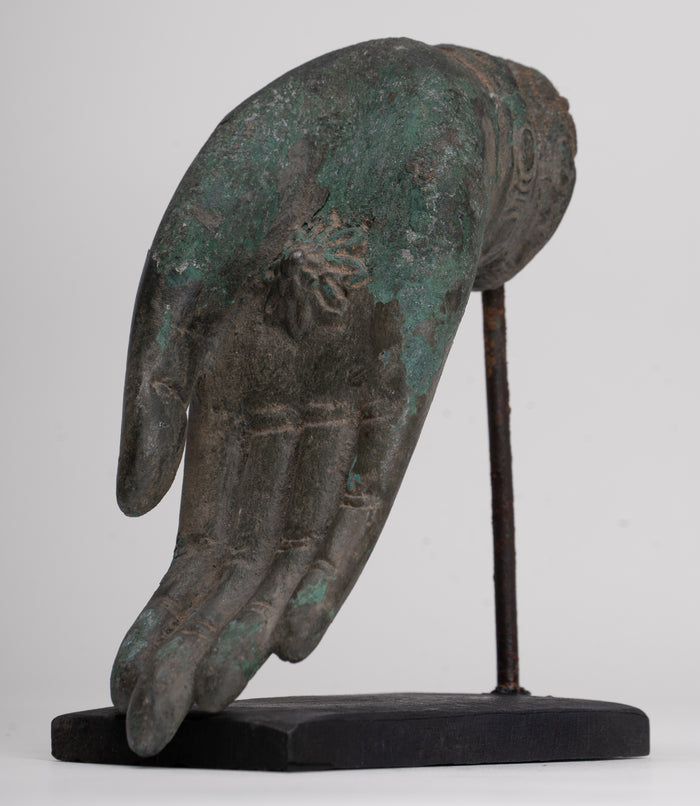 Mounted Antique Thai Style Southeast Asia Bronze Thai Protection Hand - 12.5cm/5"