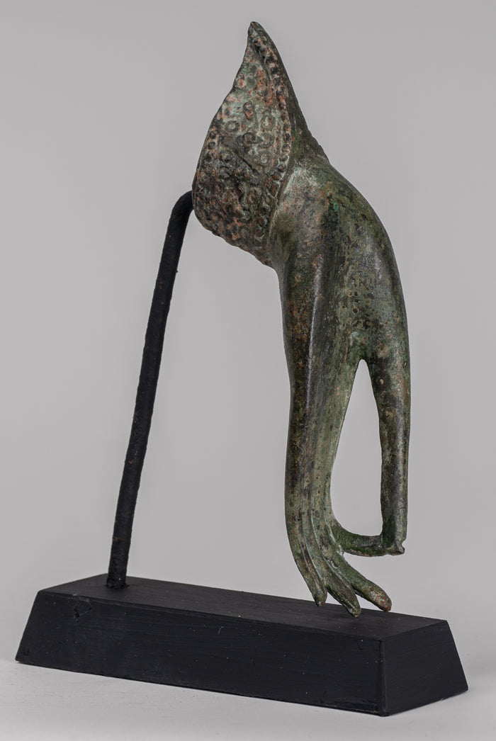 Mounted Antique Thai Style Southeast Asia Bronze Thai Teaching Hand - 19cm/8"