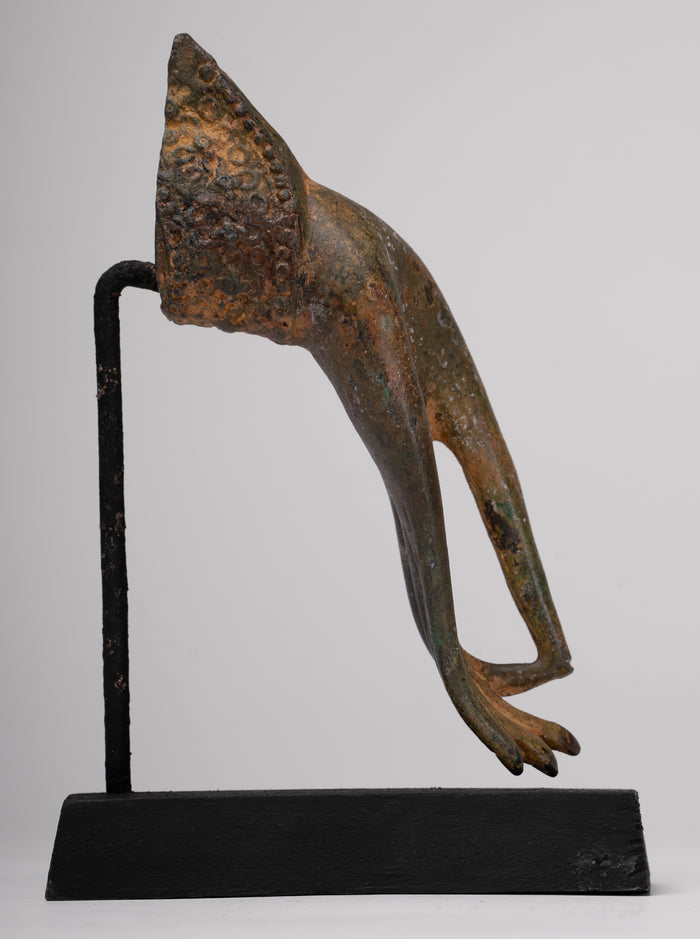 Mounted Antique Thai Style Southeast Asia Bronze Thai Teaching Hand - 19cm/8"