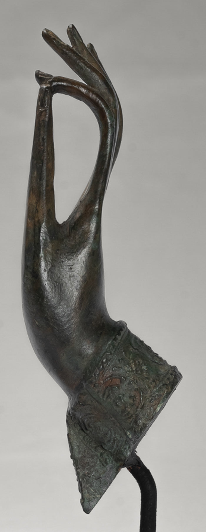 Mounted Antique Thai Style Southeast Asia Bronze Thai Teaching Hand - 24cm/10"