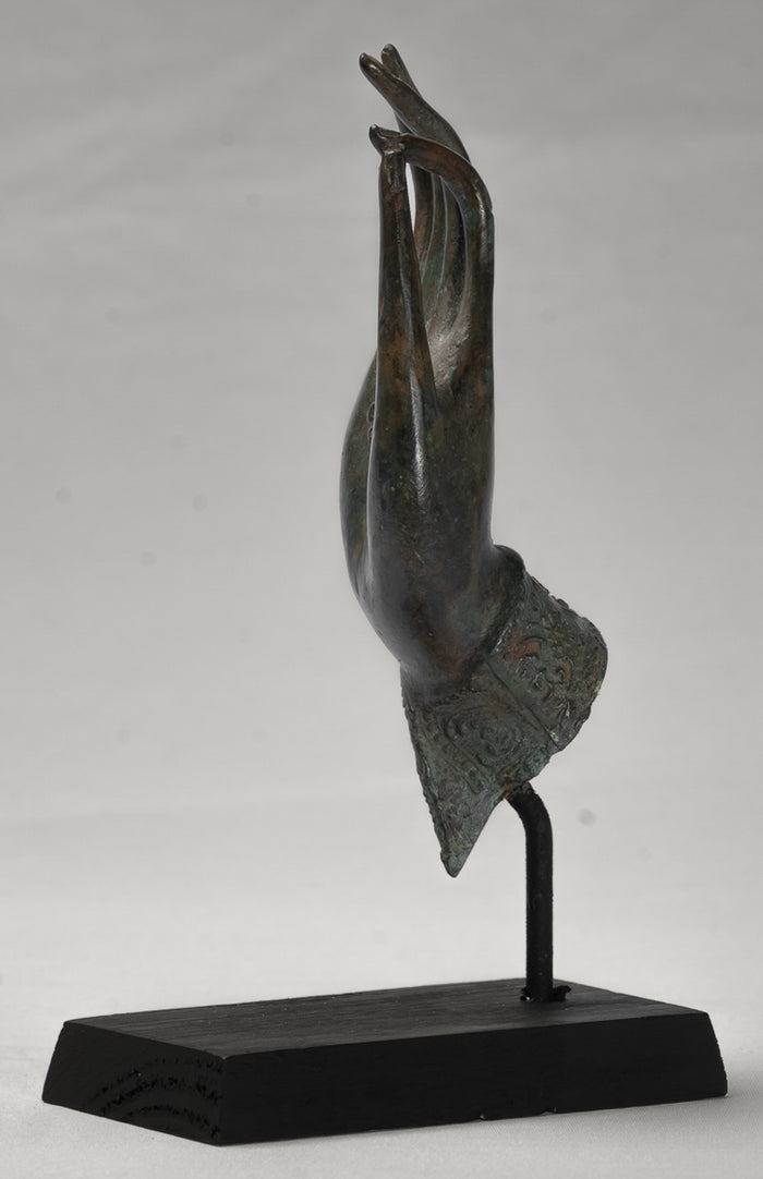 Mounted Antique Thai Style Southeast Asia Bronze Thai Teaching Hand - 24cm/10"