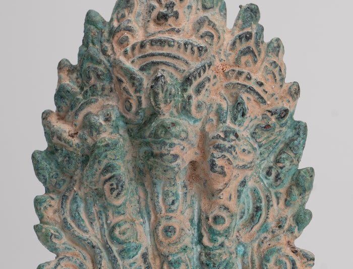 Naga Statue - Antique Khmer Style Bronze Protective Naga, Snake or Serpent Statue - 15.5cm/6"