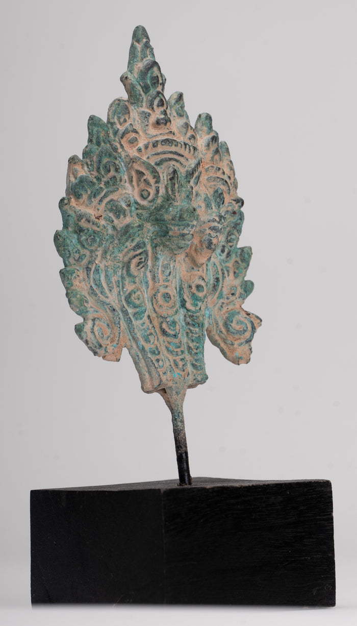 Naga Statue - Antique Khmer Style Bronze Protective Naga, Snake or Serpent Statue - 15.5cm/6"